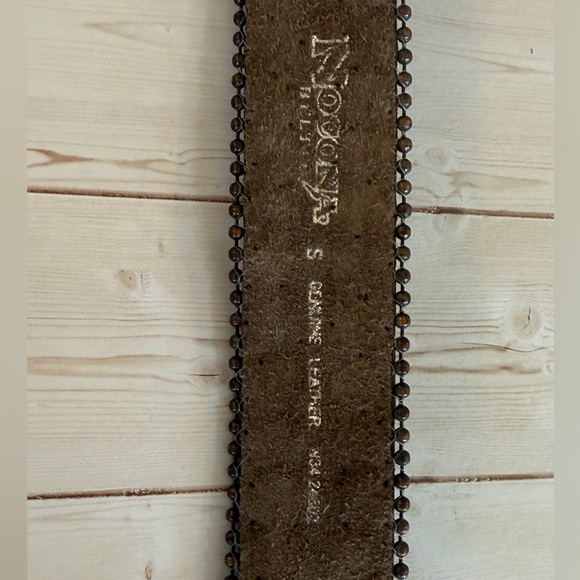 Nocona Embellished Brown Leather Belt w/Bling & Brass Buckle Accents. Size S main image 4